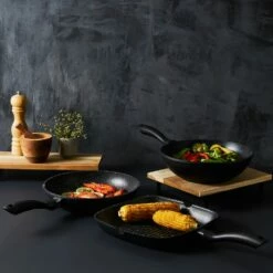 Baccarat STONE Tri Pack Grill, Wok & Frypan 28cm -Gourmet Sales Shop 1027516 bcstonetrigrillfrywok28cm 01