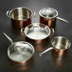 Baccarat Le Connoisseur 5 Piece Stainless Steel Cookware Set Copper -Gourmet Sales Shop 1033665 bc le con cookset 5pc copper 9