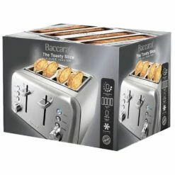 Baccarat The Toasty Slice 4 Slice Toaster Stainless Steel -Gourmet Sales Shop 1040721 bc toaster 4 slice ss packaging 1
