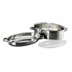 Baccarat Gourmet Stainless Steel Oval Roast & Steam 3 Piece Set
