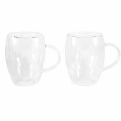 Baccarat Barista Cafe 2 Piece Double Walled Thermal Glass Mugs Set 300ml