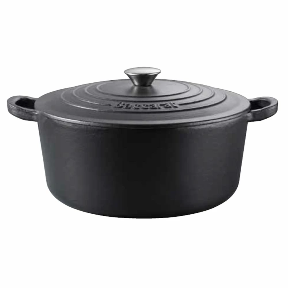 Baccarat Le Connoisseur 29cm Cast Iron Round French Oven With Lid Black 6.3L 3 Baccarat Le Connoisseur 29cm Cast Iron Round French Oven With Lid Black 6.3L
