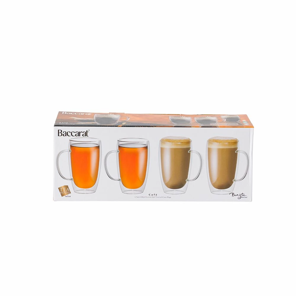 Baccarat Barista Cafe Set Of 4 Double Wall Handle Thermal Glass Tumblers 450ml 7 Baccarat Barista Cafe Set Of 4 Double Wall Handle Thermal Glass Tumblers 450ml - Image 5