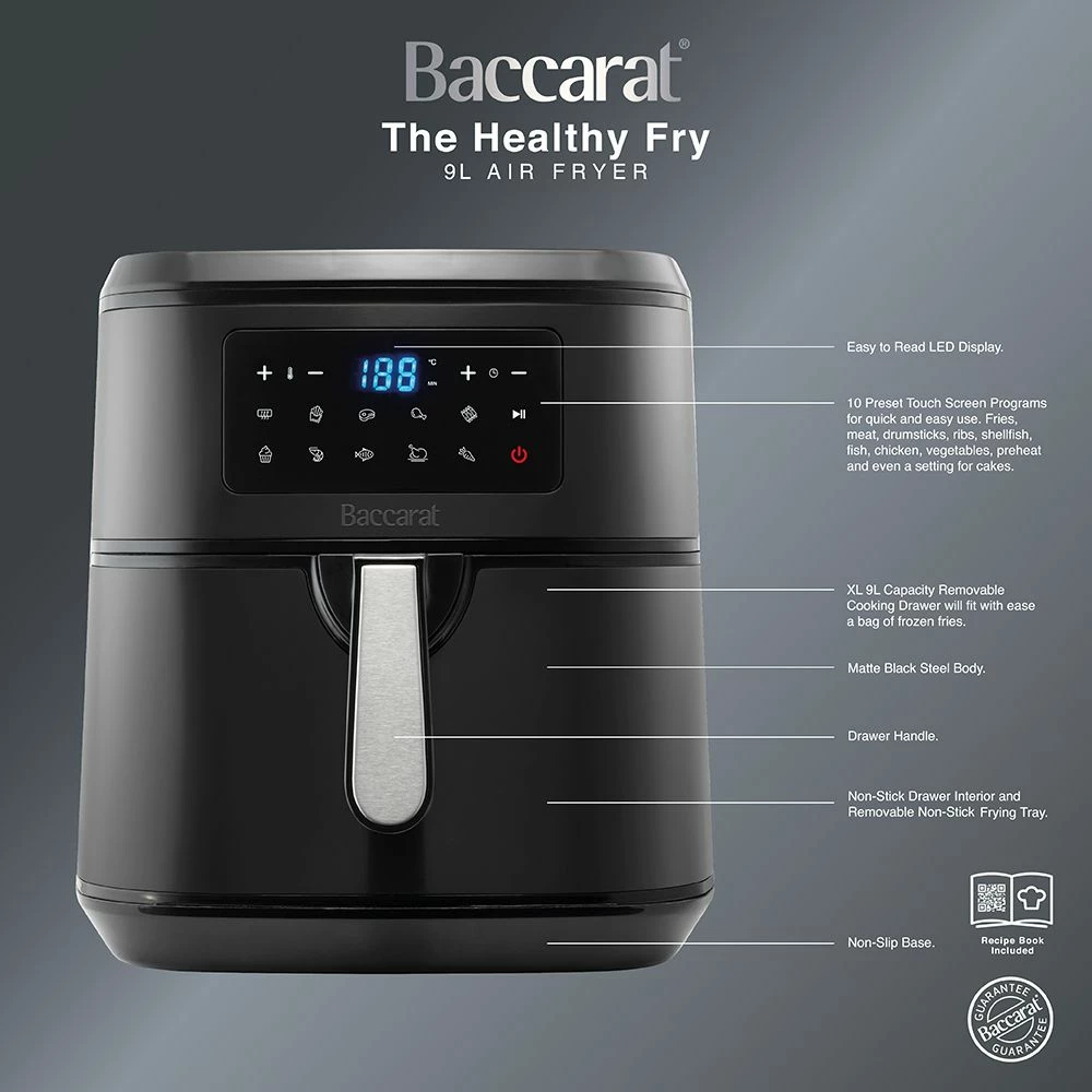 Baccarat The Healthy Fry 9L Air Fryer Black 4 Baccarat The Healthy Fry 9L Air Fryer Black - Image 2